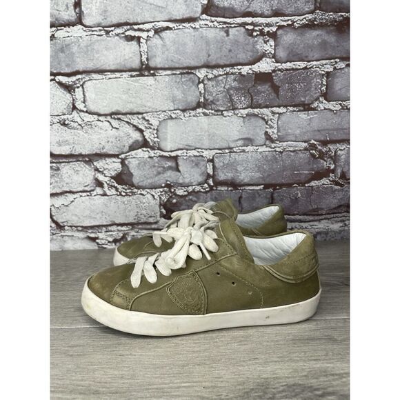 Philippe Model Paris Olive Green Leather Casual Sneakers Junior Sz 31EU/13.5M US - Picture 7 of 16